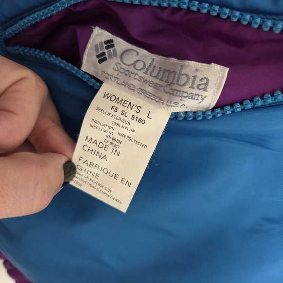 Columbia Womens Large Blue and Purple Revsible Insulated Coat - Picture 7 of 8